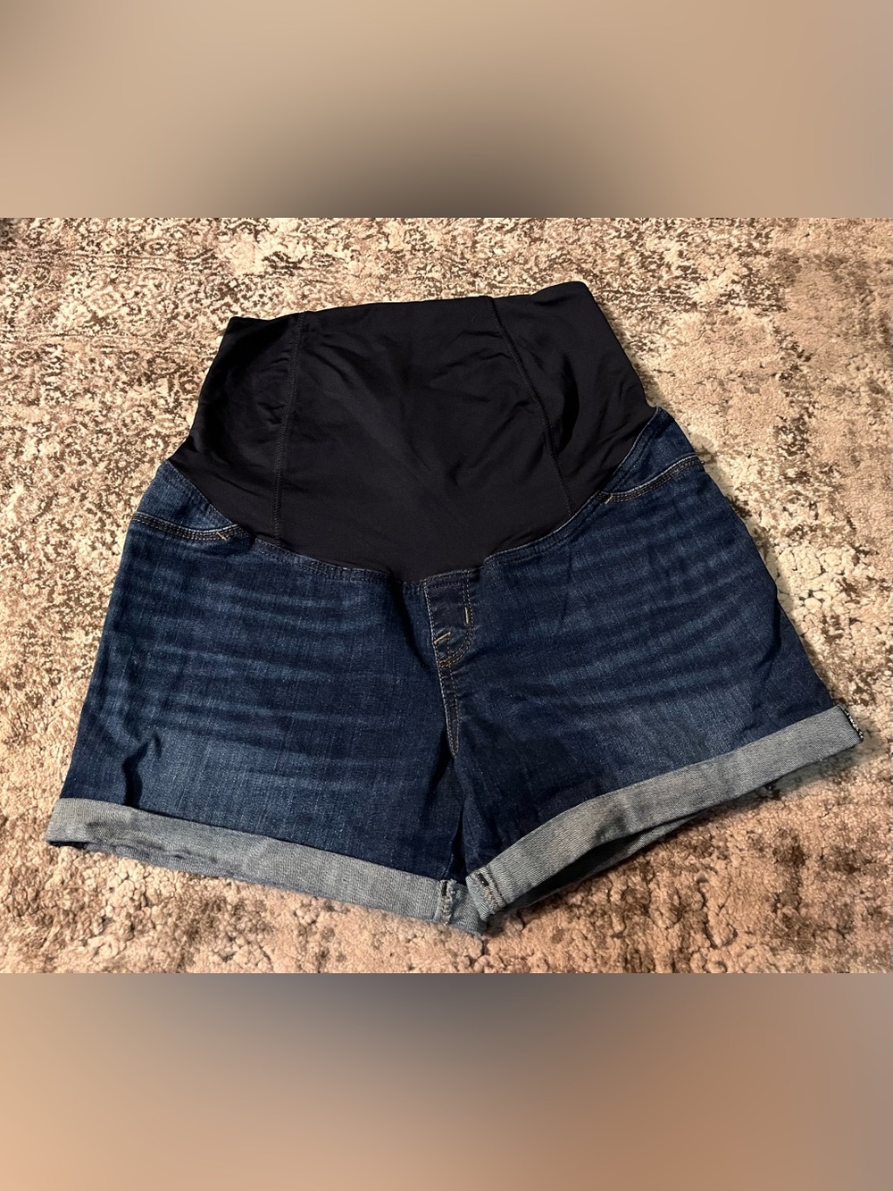 Maternity Denim Shorts with Black Support Panel. Sz 4.